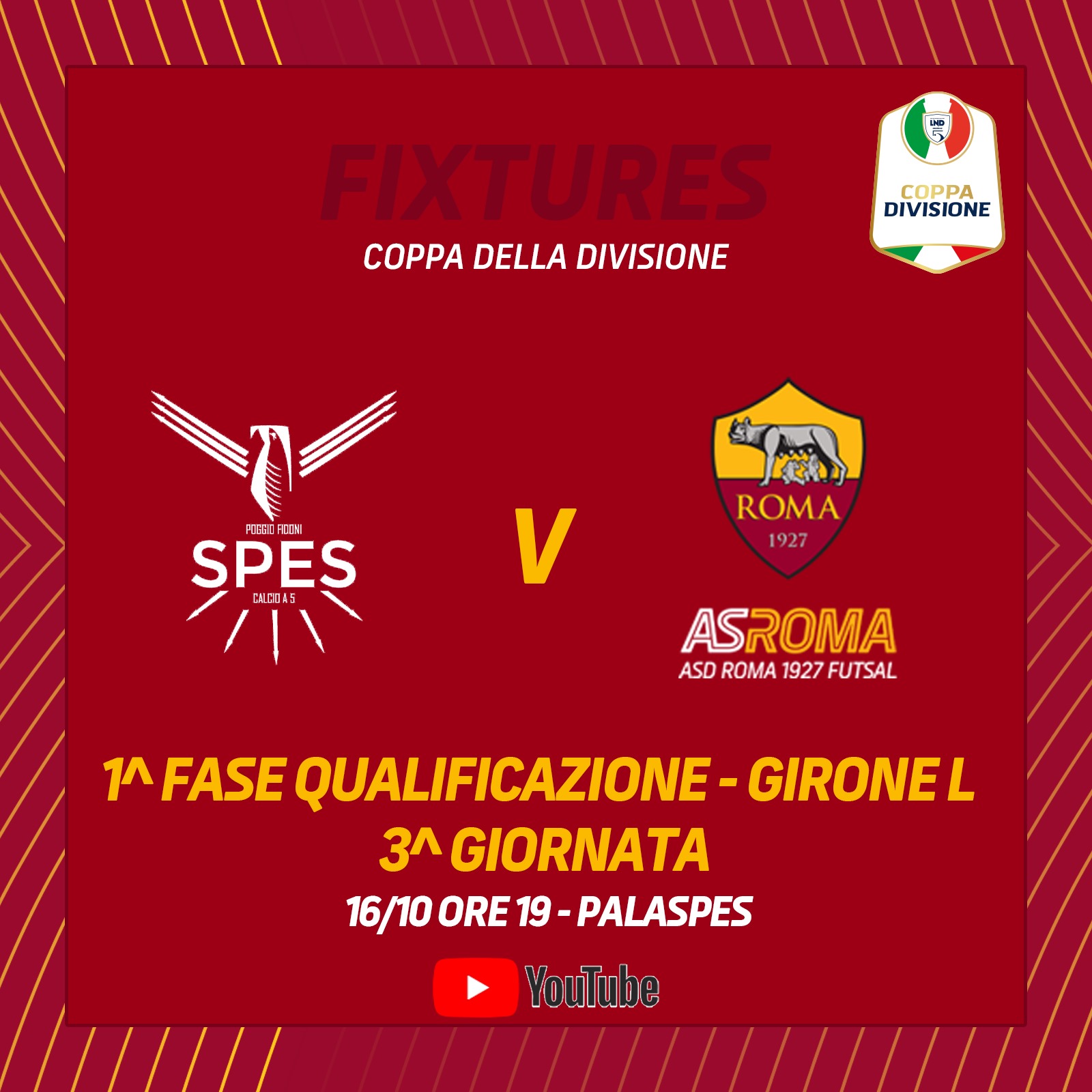 Coppa Divisione | Spes Poggio Fidoni - Roma 1927 Futsal nella 3° giornata della prima fase